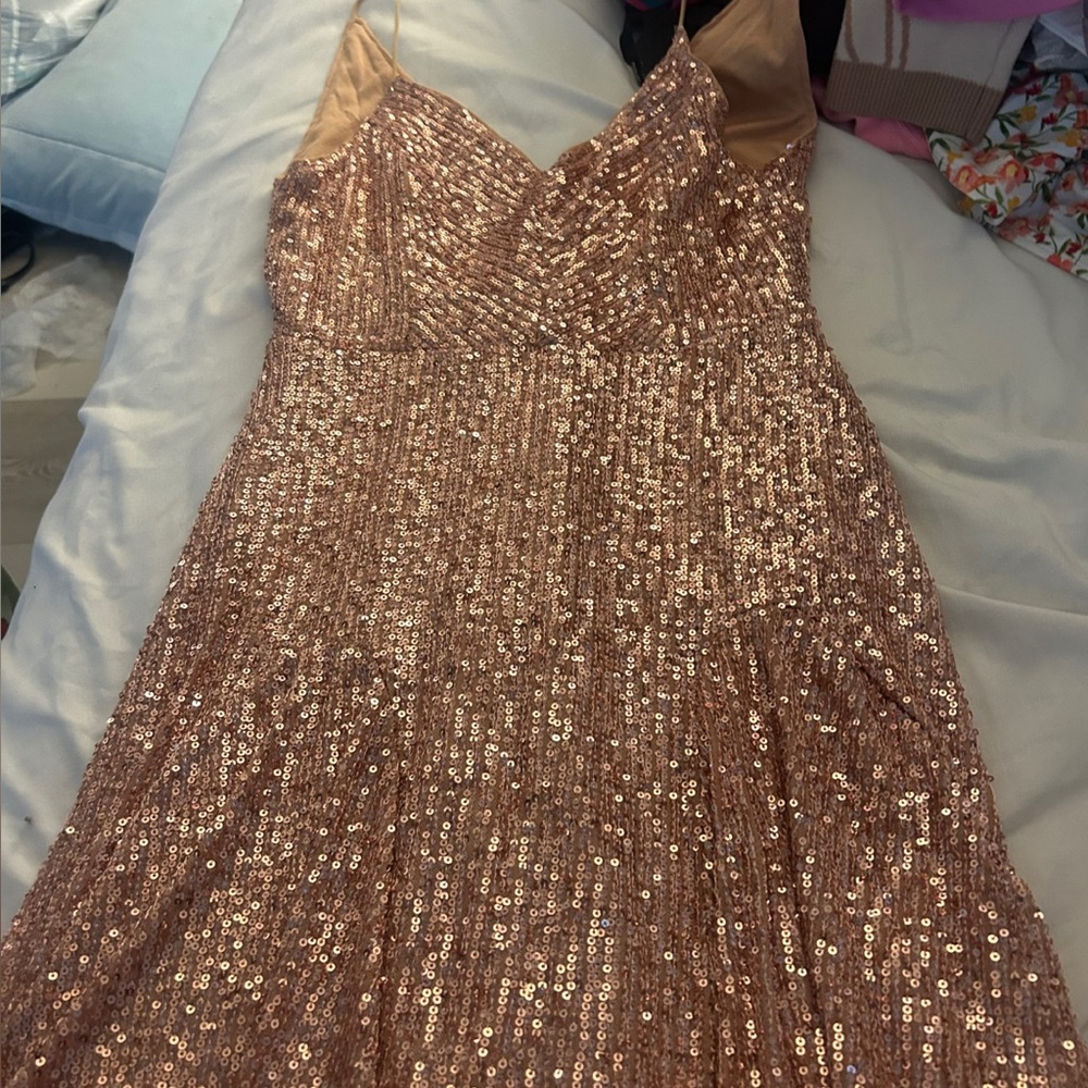 Lulu's Sparkling Rose Gold Sequin Dress
